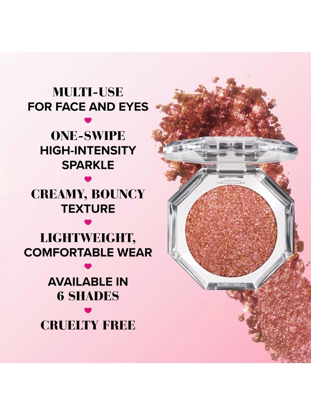 Too Faced Mystic Pink Disco Crush Multi Use Eye & Face Sparkle - Picture 7 of 8